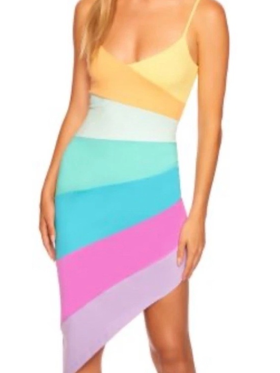 Susana Monaco Dresses & Skirts - Susana Monaco Size Large Rainbow Asymmetrical Dress NWT